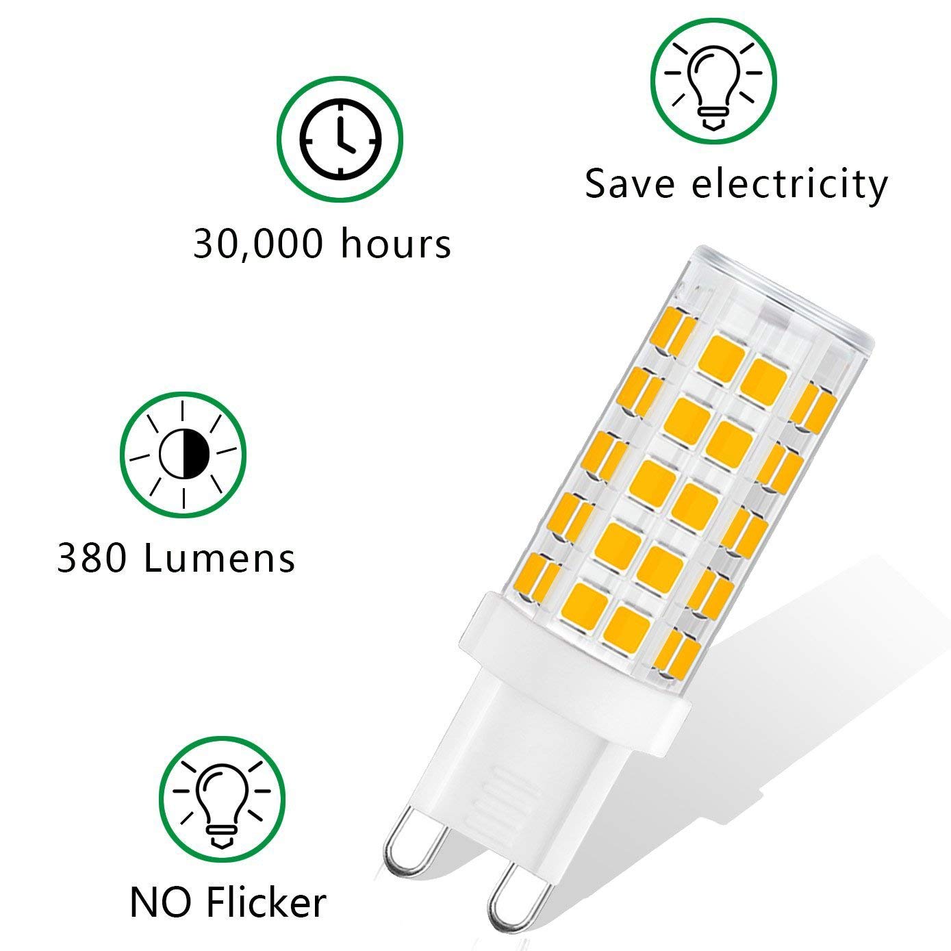 G9 LED Bulb 5Watt - 40W Halogen Equivalent White 3000K Non-Dimmable LED Light Bulbs for Wall Sconce (Pack of 5) - I-SHUNFA
