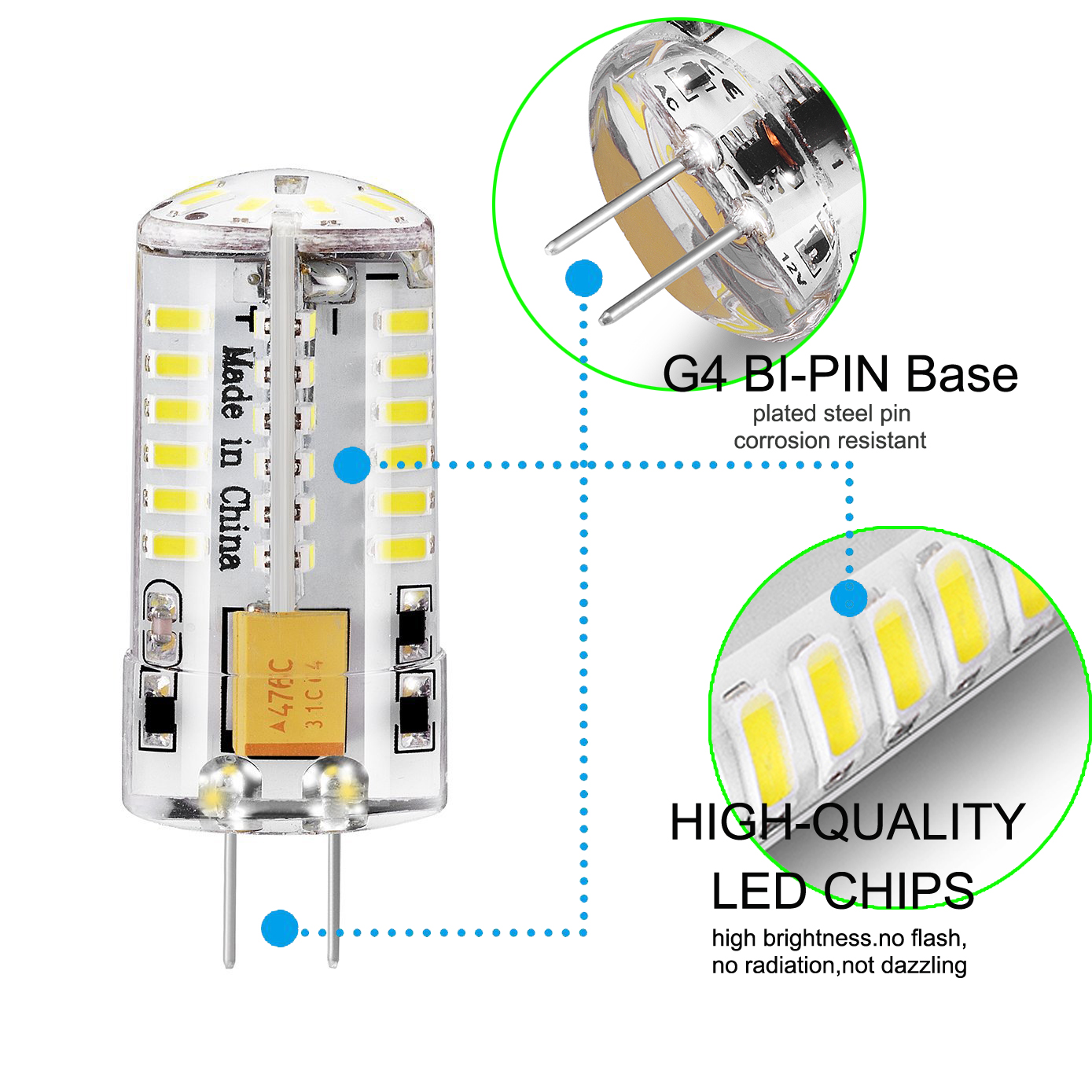 LED Light Bulbs G4 Base Bi-Pin lights Non-dimmable G4 Bulb Landscape AC/DC12V 4W/40W Equivalent Replacement Halogen Lamp Led G4 Light bi-pin base daylight - I-SHUNFA