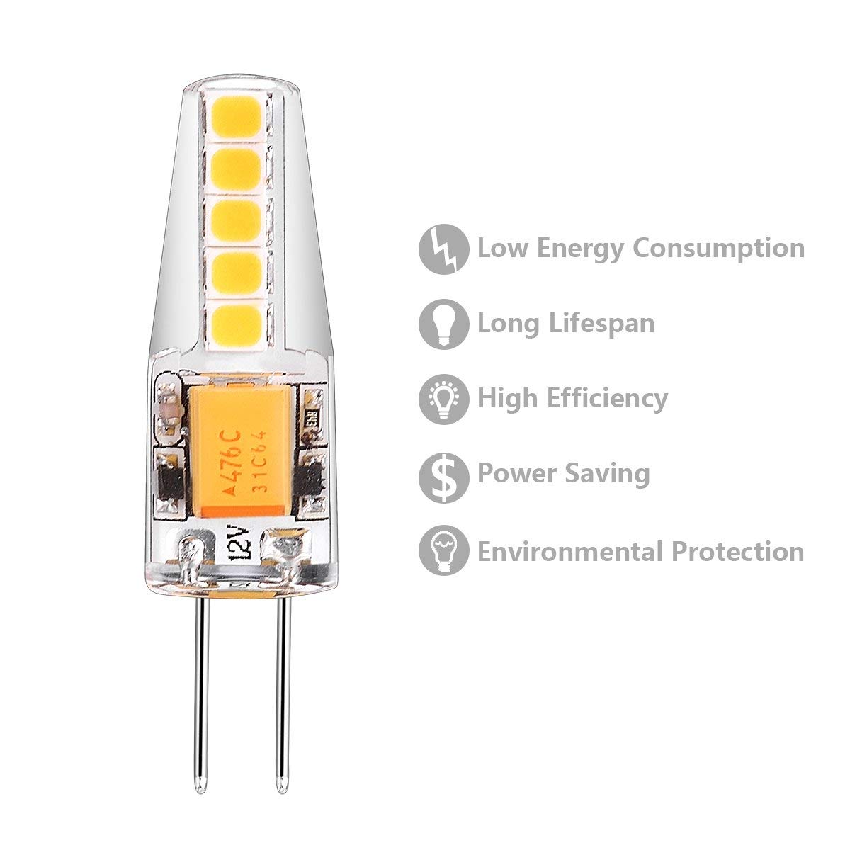 zwanger Gezamenlijk knal G4 Bi-Pin Base LED Light Bulb Non-Dimmable 2.5W AC/DC 12Volt Wram White  3000K For Landscape - I-SHUNFA